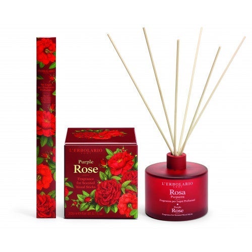 ROSA PURPUREA Raumduft mit Holzstäbchen 9 lerbolario rosa purpurea purpur rose raumduft mit holzstaebchen 200ml